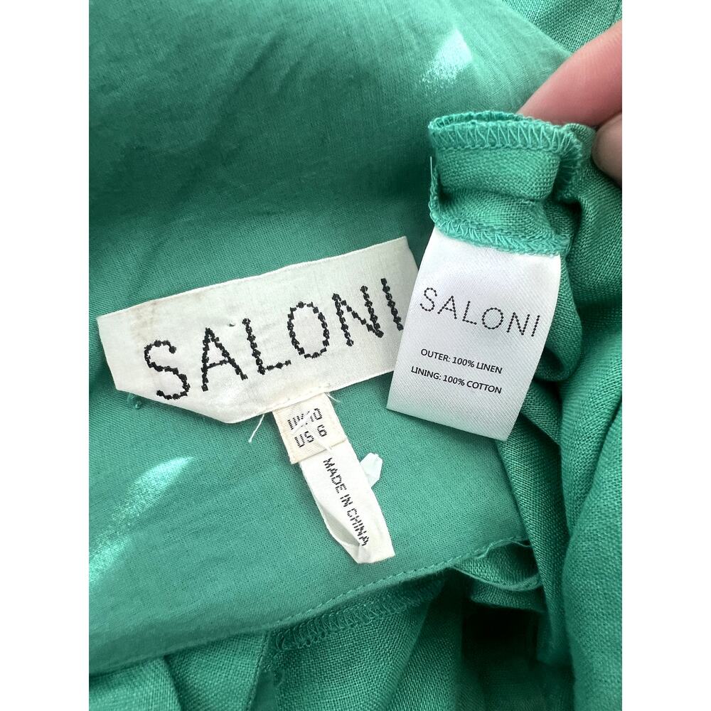 SALONI Rachel Cutout Bow Linen Midi Dress in Washed Green - Picture 5 of 7
